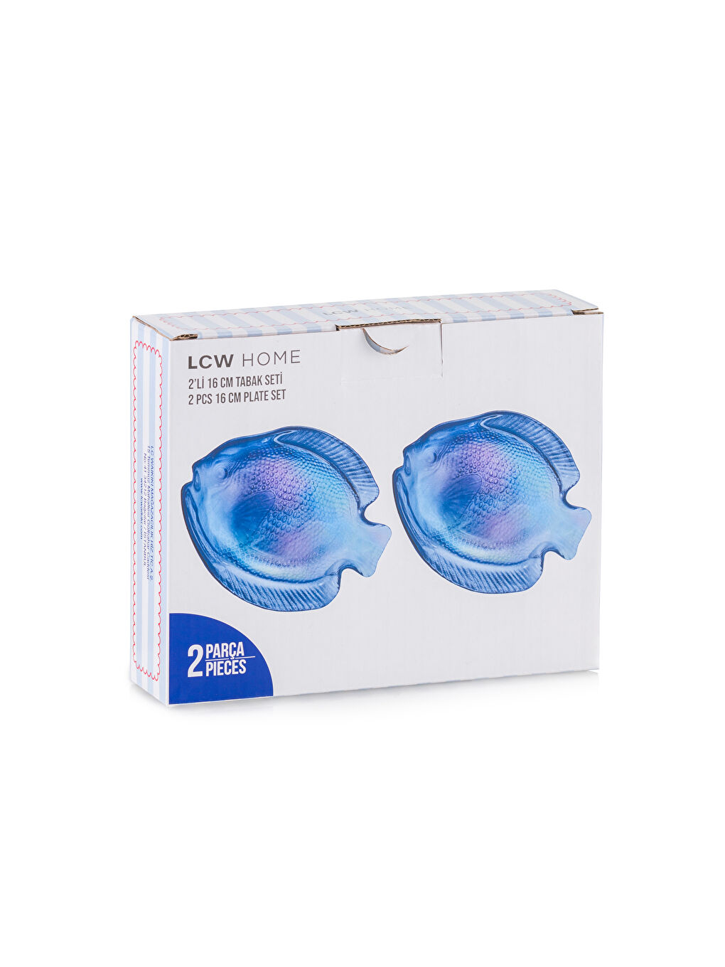 LCW HOME Mavi Balık Figürlü Cam Tabak Seti 2'li 16 cm - 3