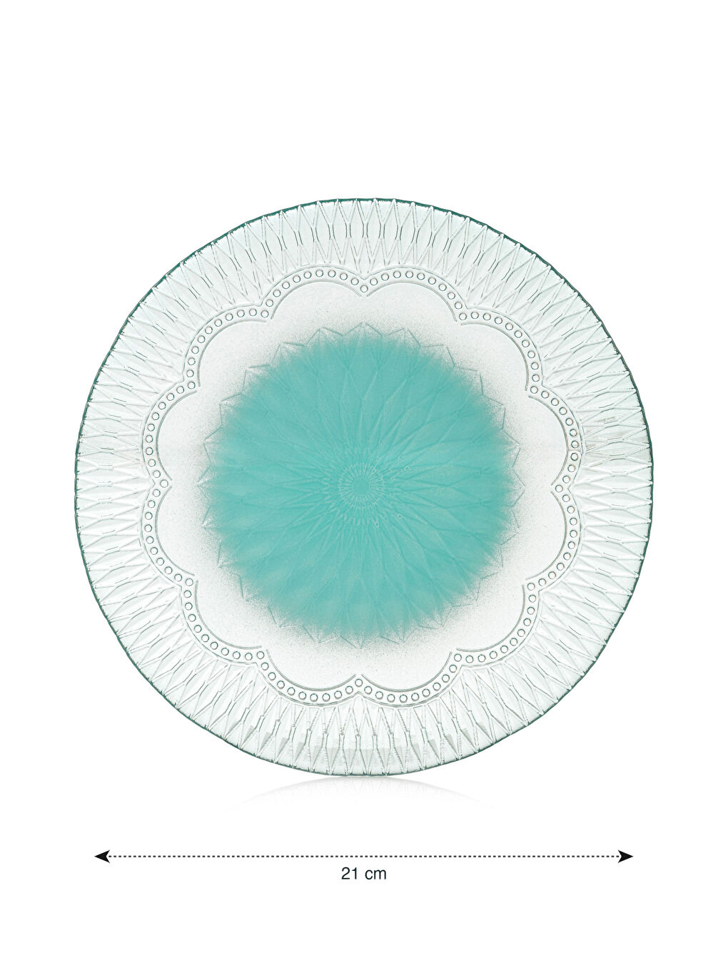 Turkuaz Desenli Cam Tabak Seti 4'lü 21 cm-4