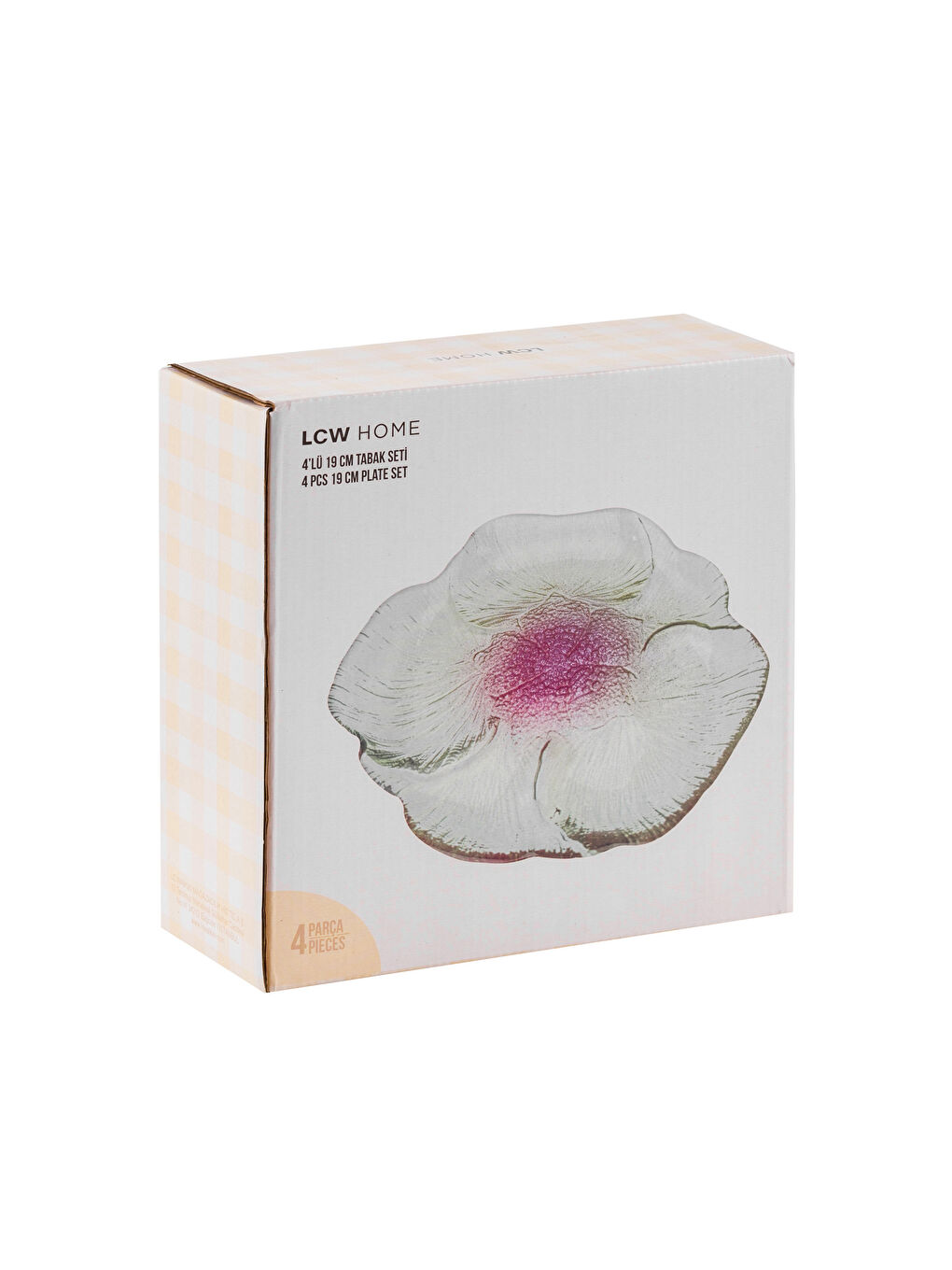 Flower Patterned Glass Plate Set 4-pack 19 cm -S5HL31Z8-M0T