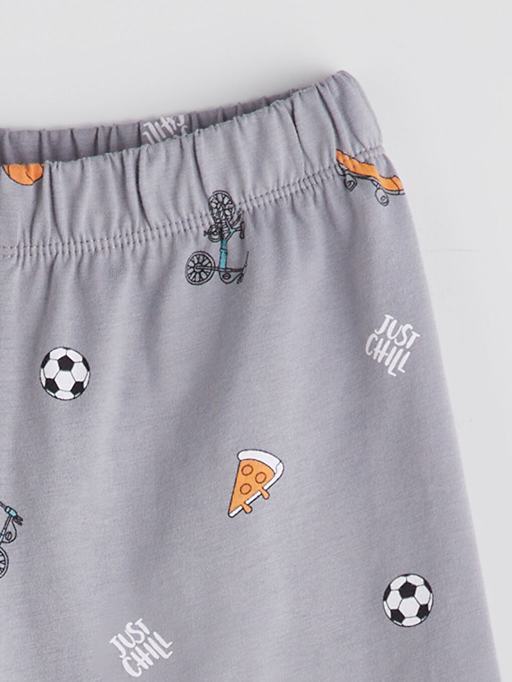 Gri Beli Lastikli Baskılı Erkek Çocuk Pijama Alt-1