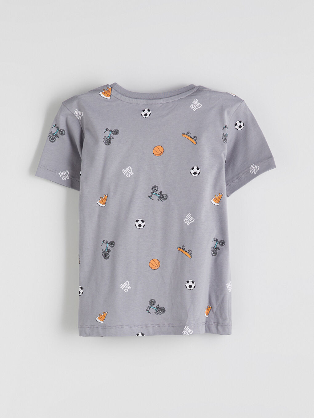 Gri Beli Lastikli Baskılı Erkek Çocuk Pijama Üst-1