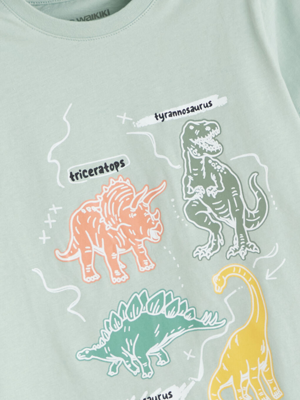 Yeşil Bisiklet Yaka Baskılı Erkek Çocuk Pijama Üst-1