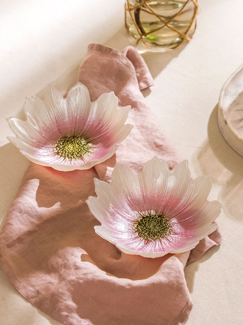 Flower Patterned Glass Snack Bowl 2 Pack 15 cm -S5HN84Z8-M0T