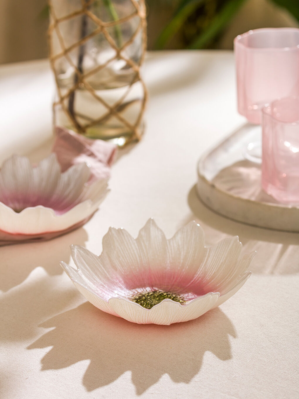 Flower Patterned Glass Snack Bowl 2 Pack 15 cm -S5HN84Z8-M0T