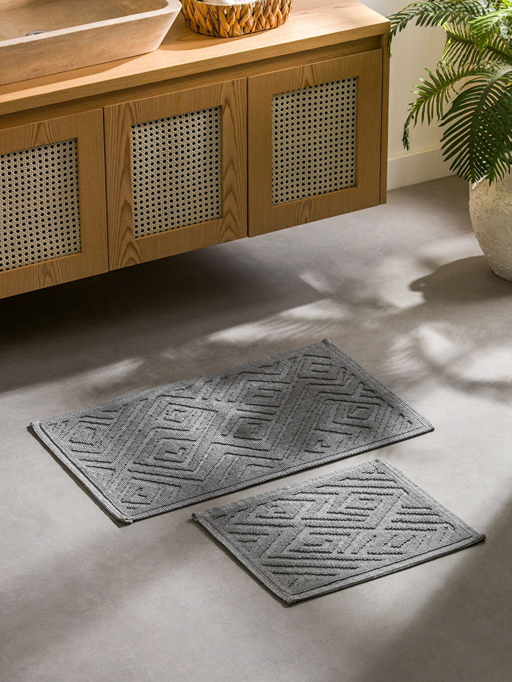 LCW HOME Gri Desenli Banyo Paspası 2'li
