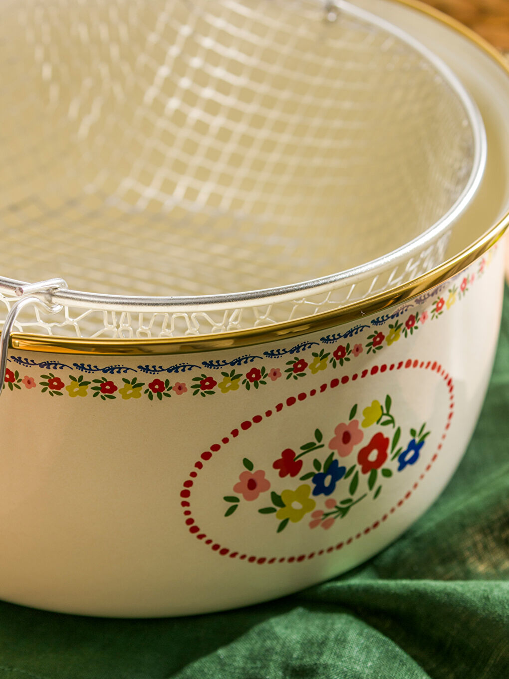 Karışık Çiçek Baskılı Emaye Kızartma Tenceresi 27 cm-2