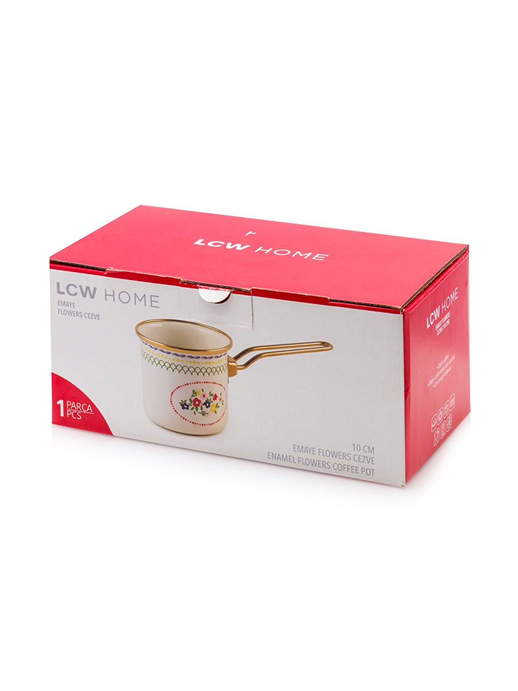 Karışık Çiçek Baskılı Emaye Cezve 10 cm-3