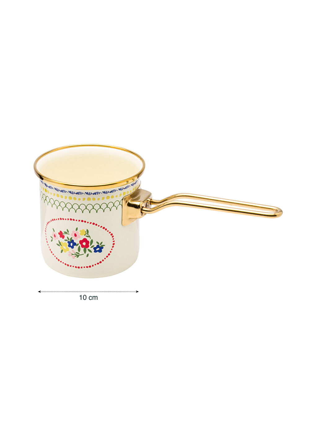 Karışık Çiçek Baskılı Emaye Cezve 10 cm-4