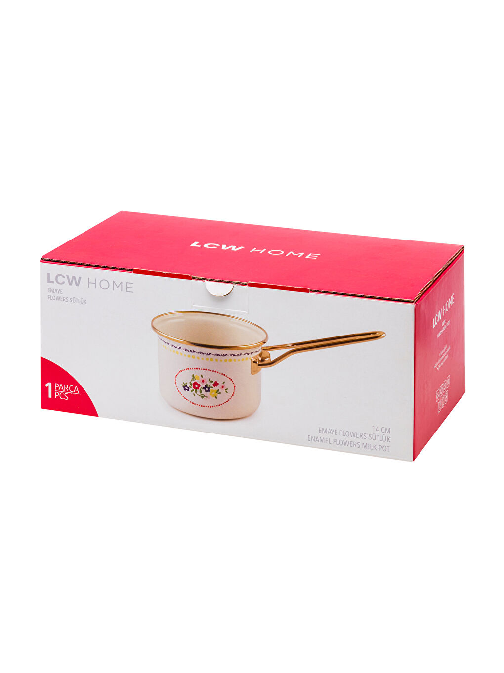 Karışık Çiçek Baskılı Emaye Sütlük 14 cm-3