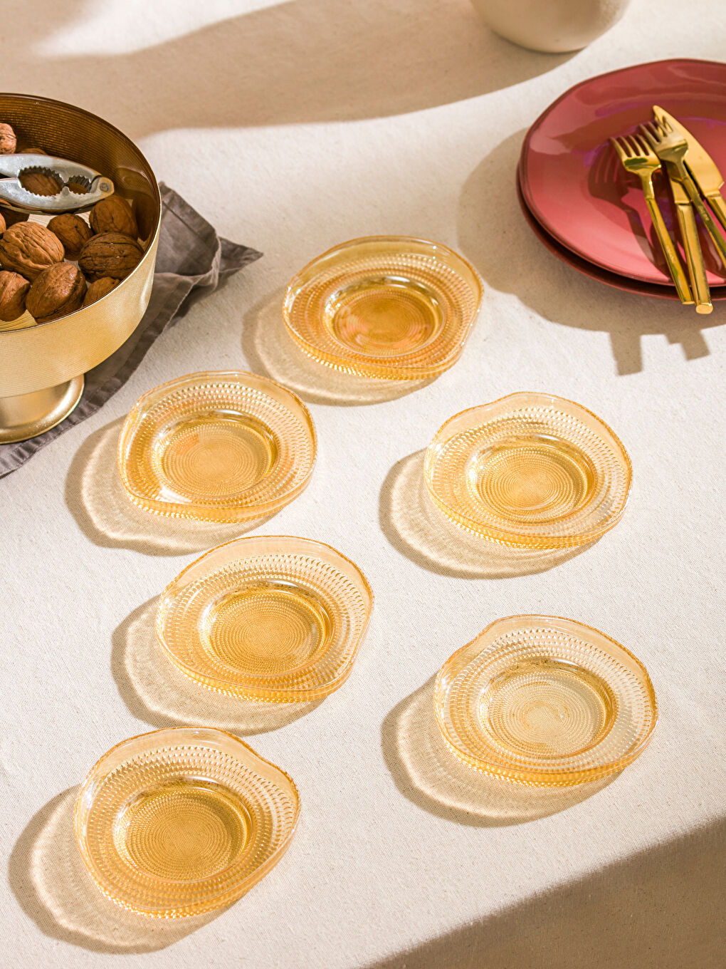 Patterned Glass Tea Plate Set of 6 -S5HQ41Z8-VA1
