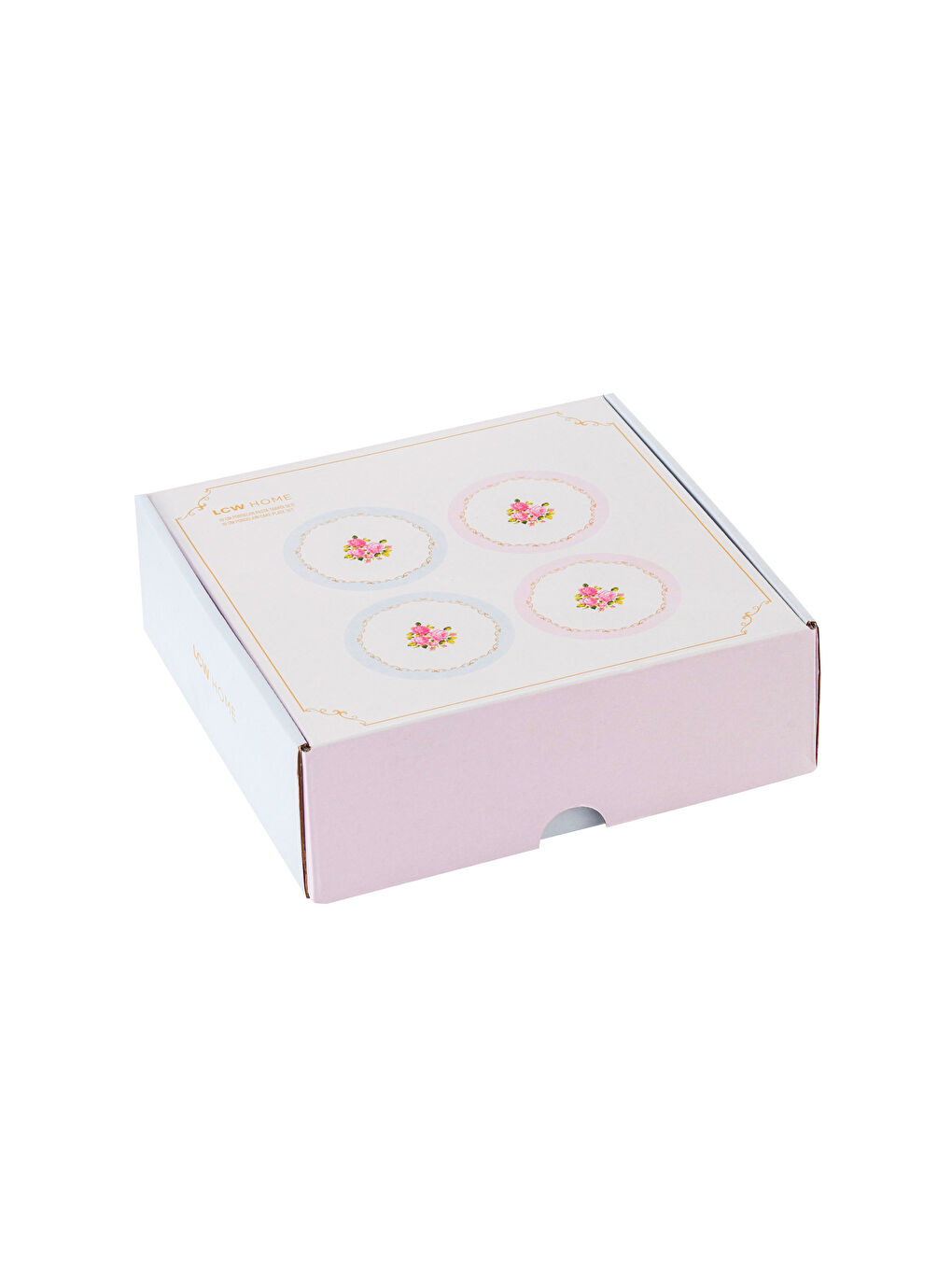 Гүлді өрнекті принтті фарфор тортқа арналған тәрелке жиынтығы 4 данадан тұратын 19 см-3