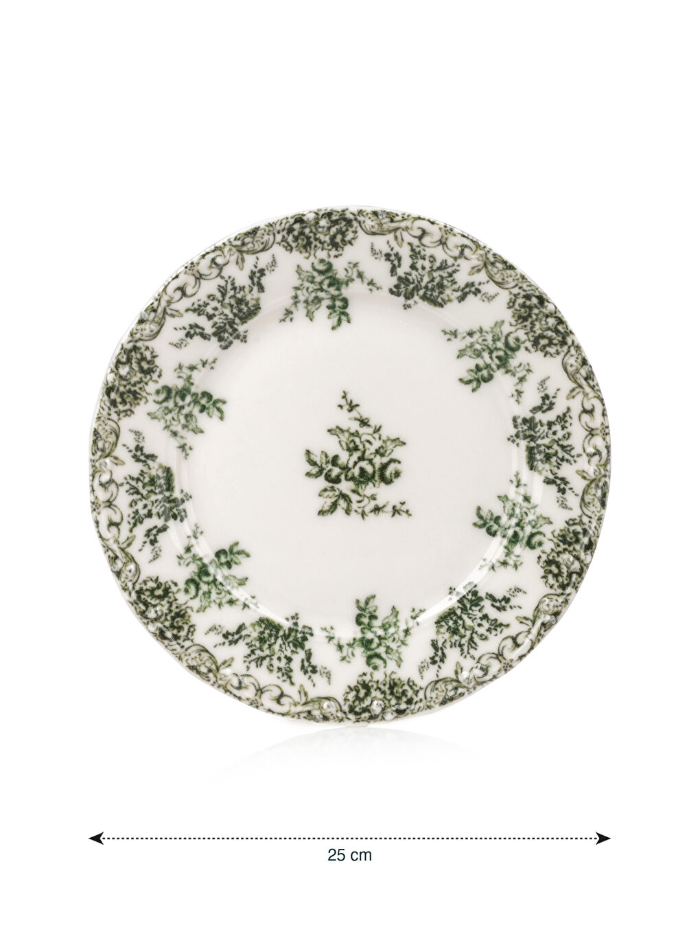 Yeşil Baskılı Porselen Pasta Tabağı 19 cm-3