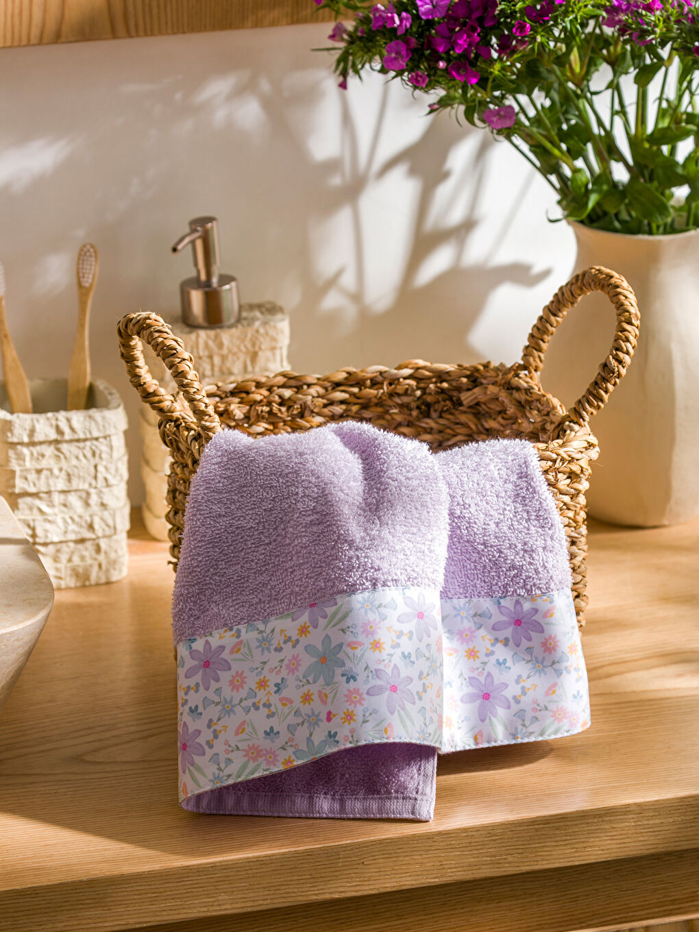 Flower Printed Cotton Face Towel 50X80 Cm -S5HT66Z8-RZG