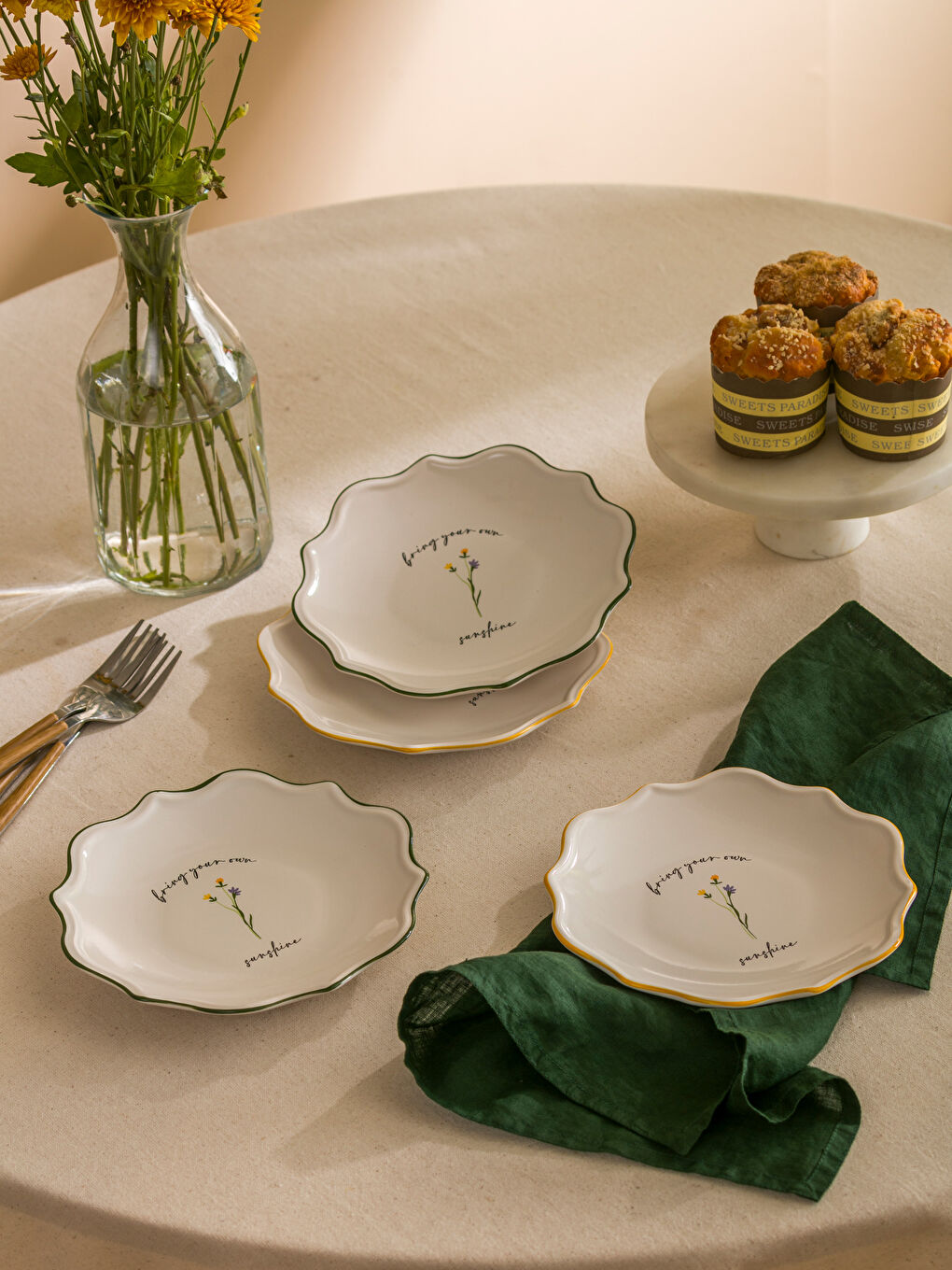 Printed Ceramic Plate 4-pack 20 cm