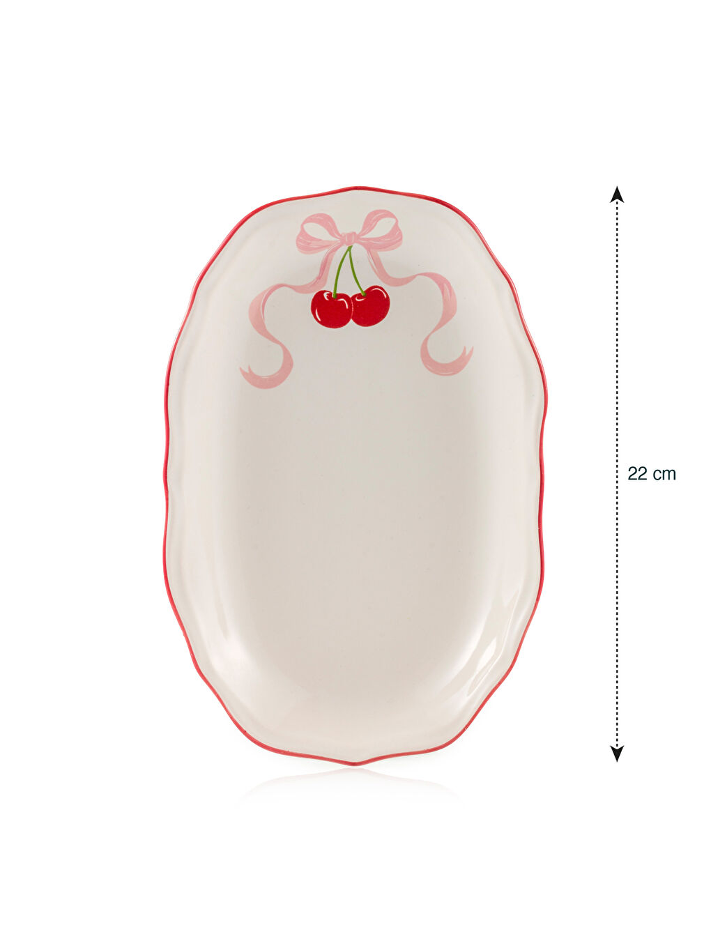 Farfurie Tip Barcă din Ceramică Imprimată cu Cireșe 22 cm-3