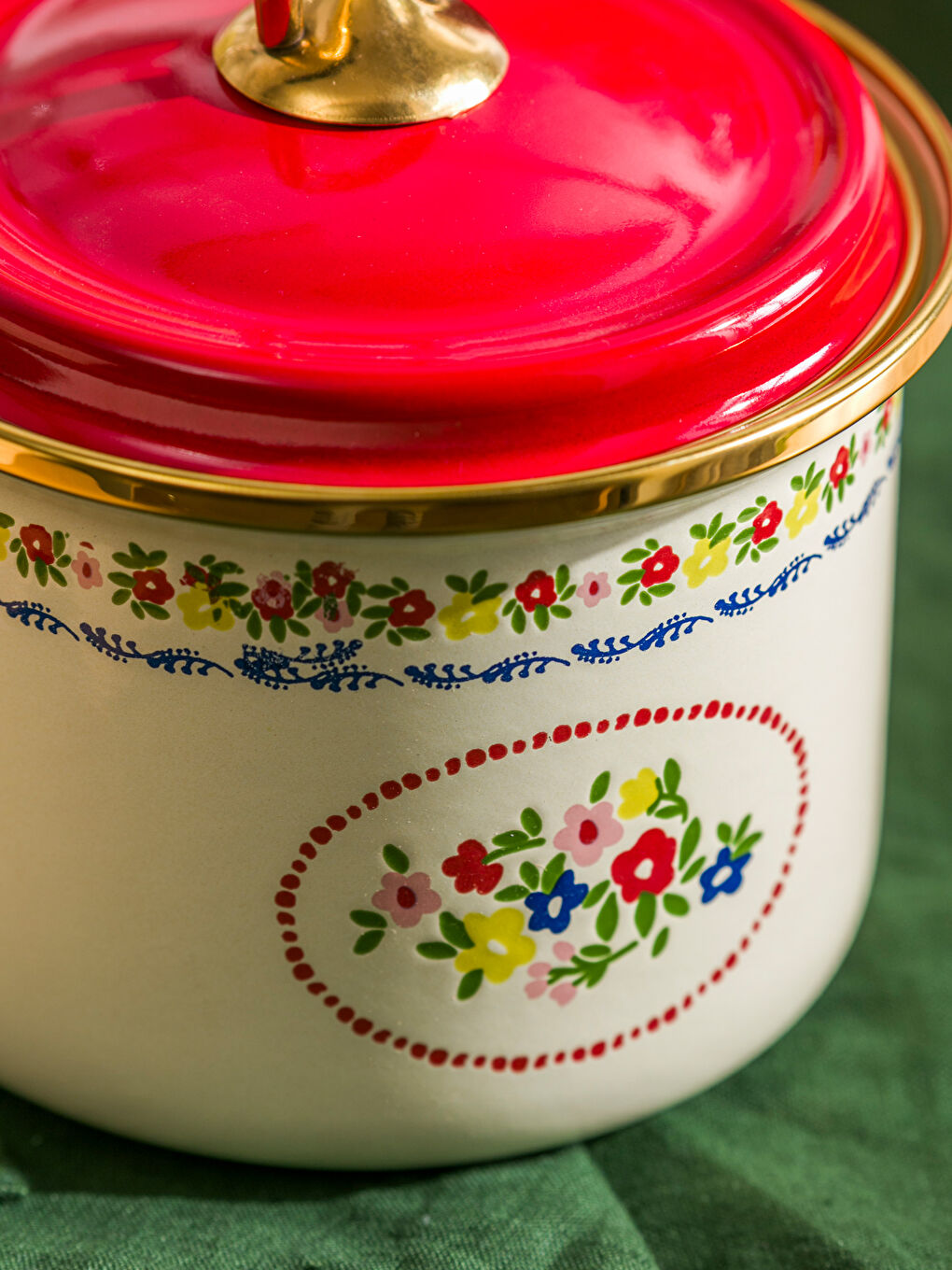 Karışık Çiçek Baskılı Emaye Kavanoz 12 cm-1