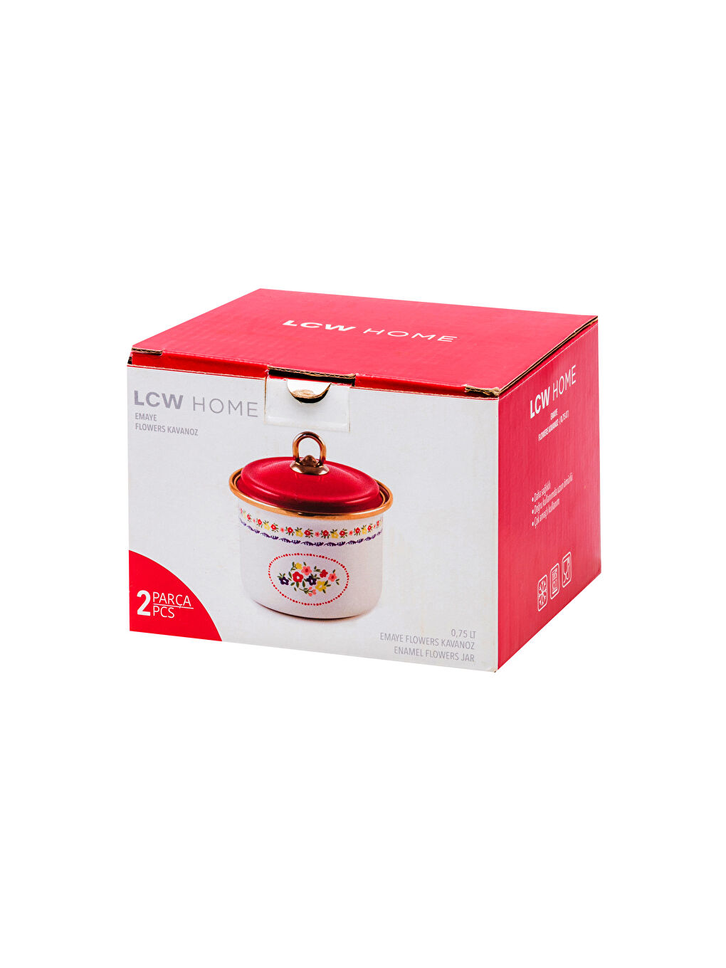 Karışık Çiçek Baskılı Emaye Kavanoz 12 cm-3