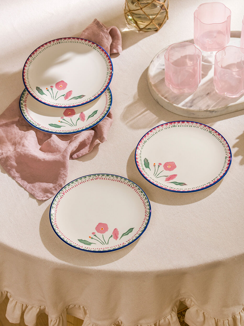 Floral Printed Ceramic Cake Plate 4-pack 21 cm -S5HU85Z8-M0T