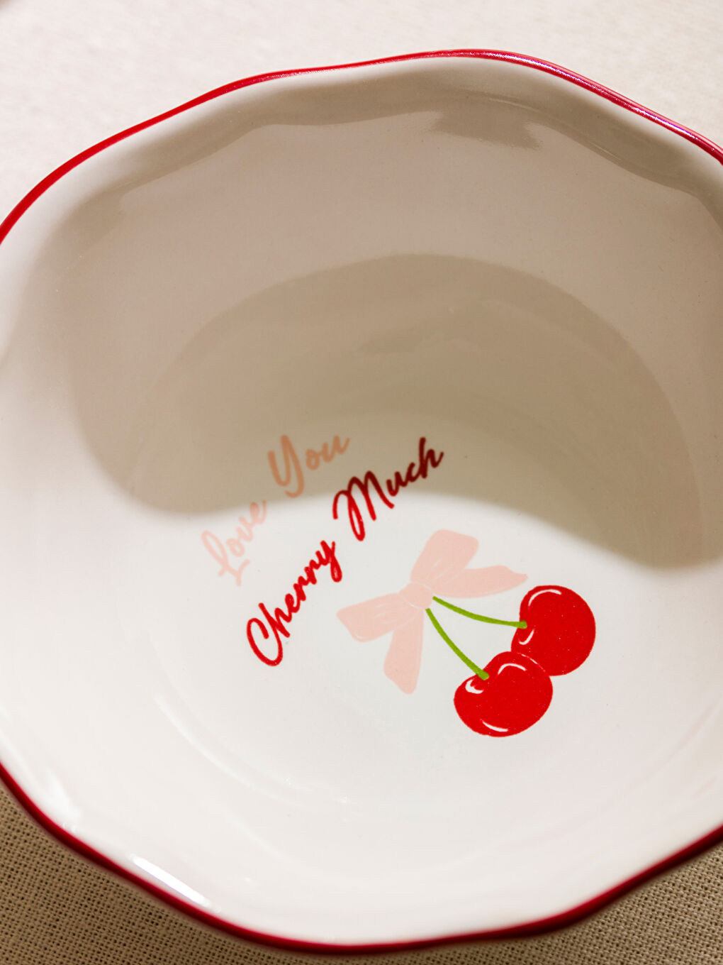 Karışık Kiraz Baskılı Seramik Kase 2'li 15 cm-2