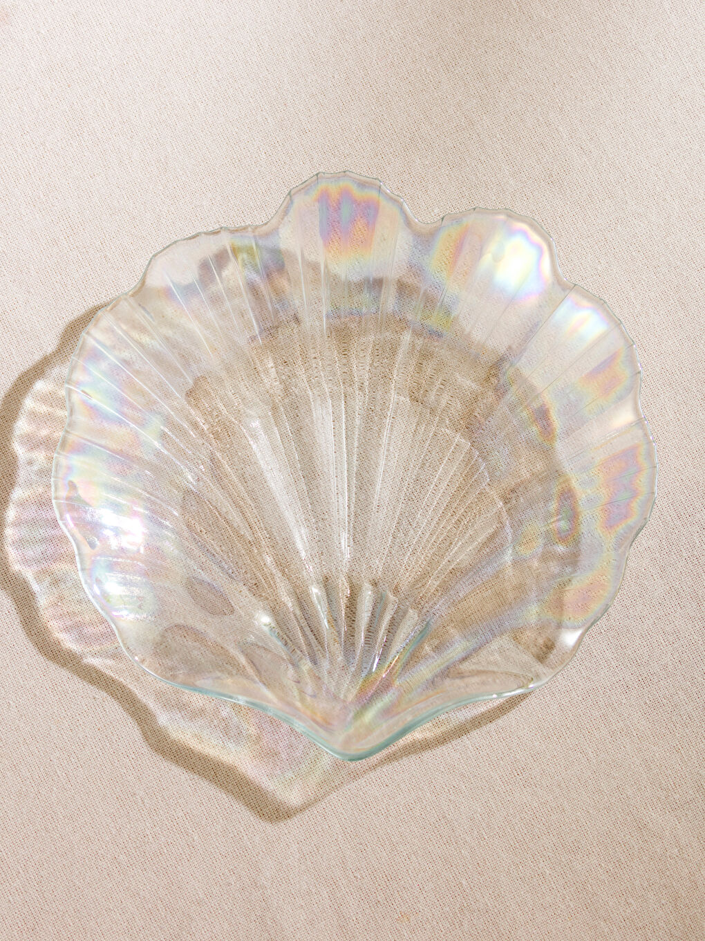 طقم أطباق زجاج منقوش شكل صدف، ٤ قطع، ٢١ سم-1