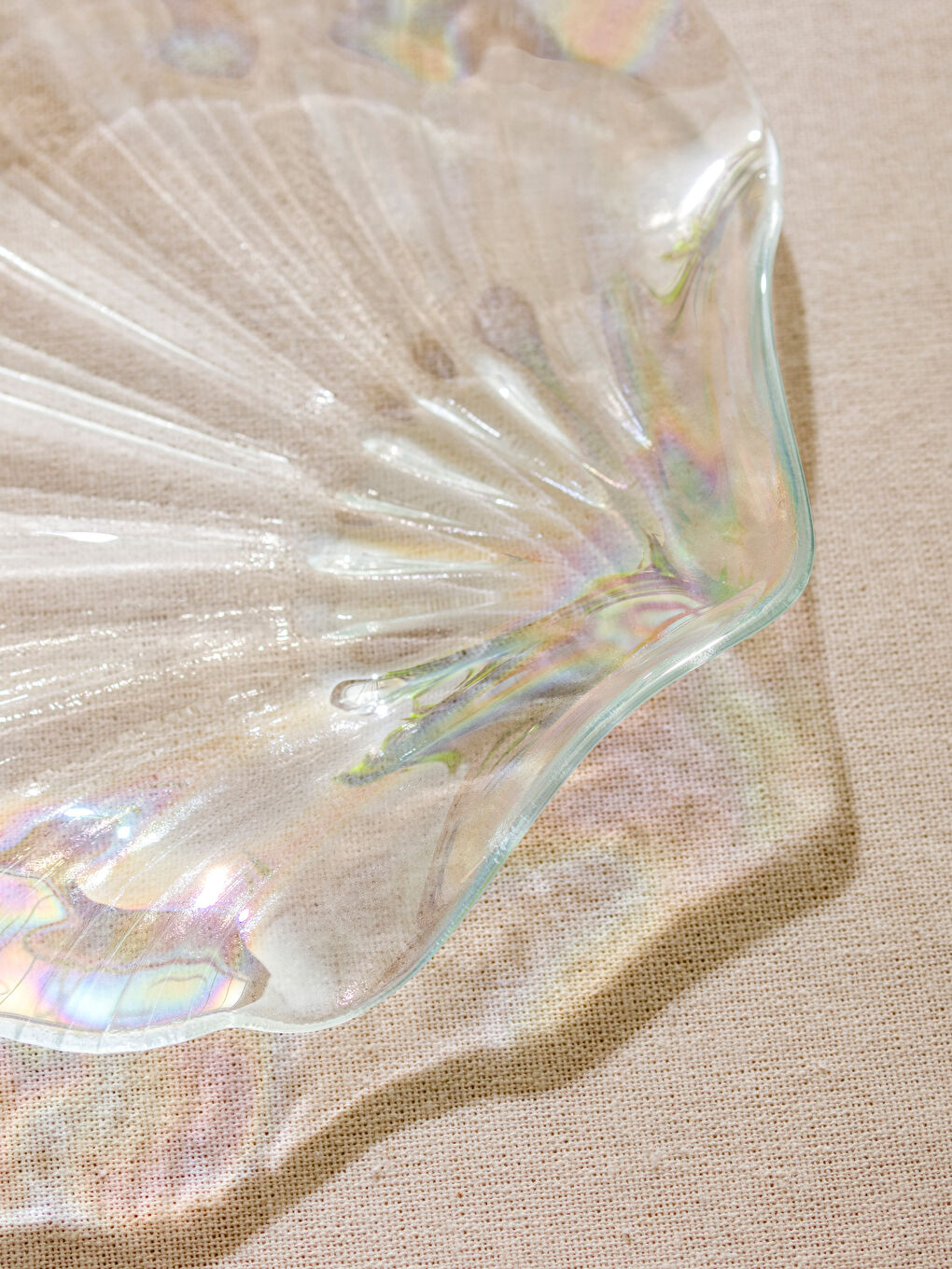 طقم أطباق زجاج منقوش شكل صدف، ٤ قطع، ٢١ سم-2