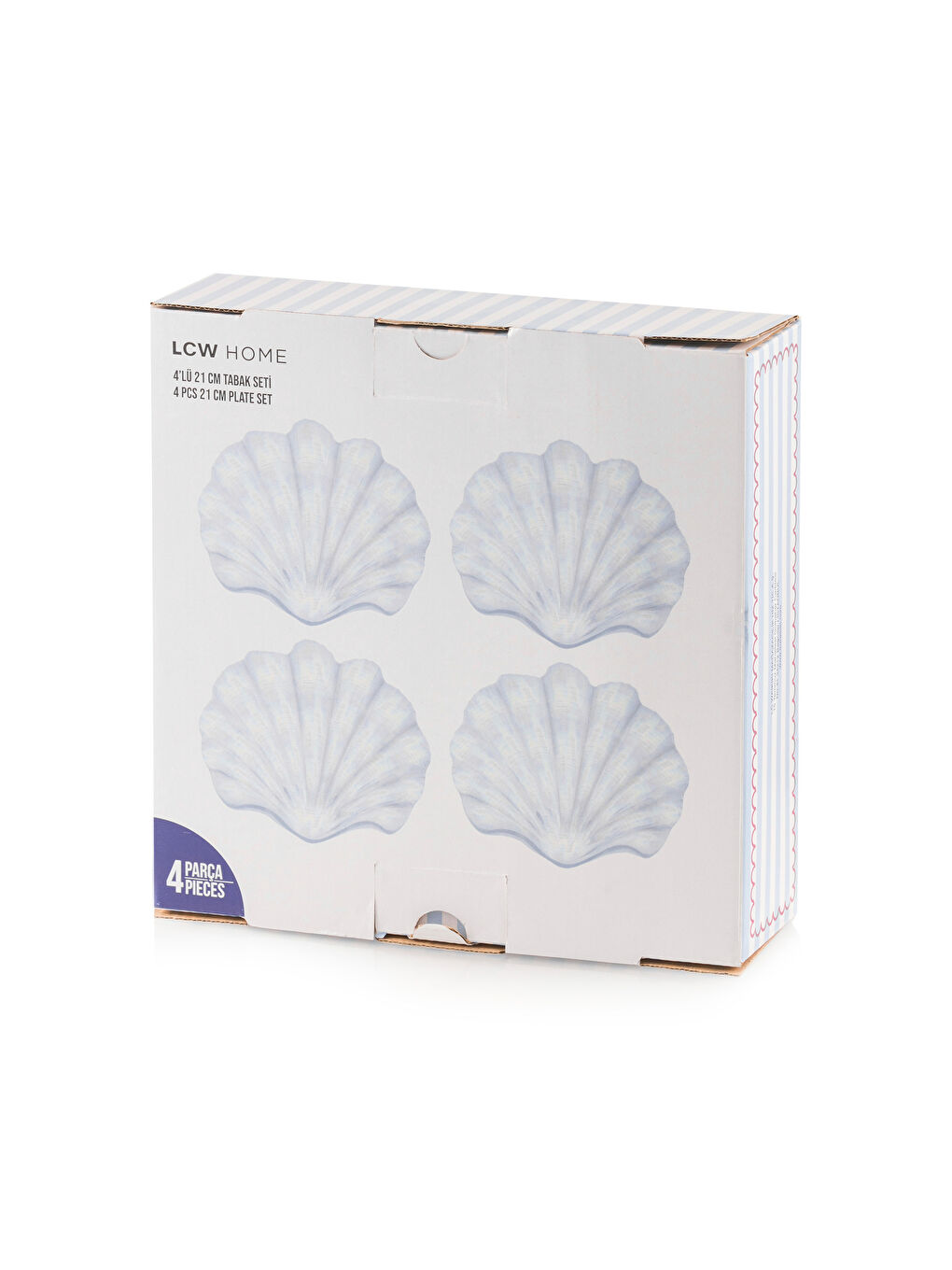 طقم أطباق زجاج منقوش شكل صدف، ٤ قطع، ٢١ سم-3