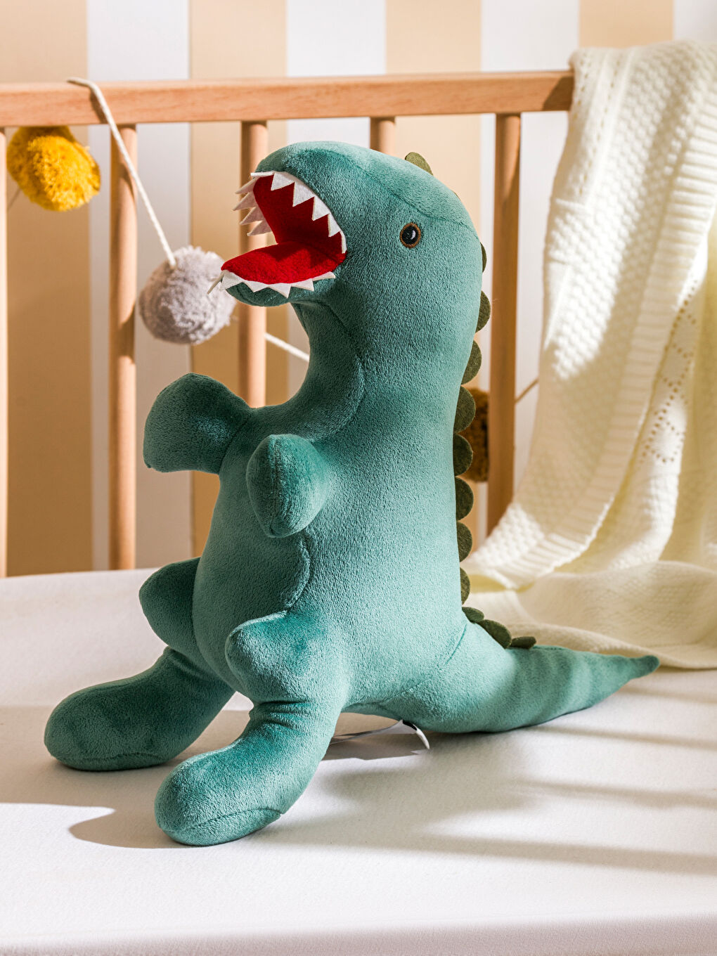 LCW HOME Haki Dinozor Figürlü Pelüş Bebek Kırlent 40 Cm