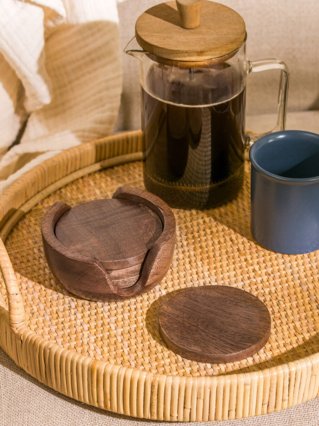 Kahverengi Ahaşp Bardak Altığı Seti-1