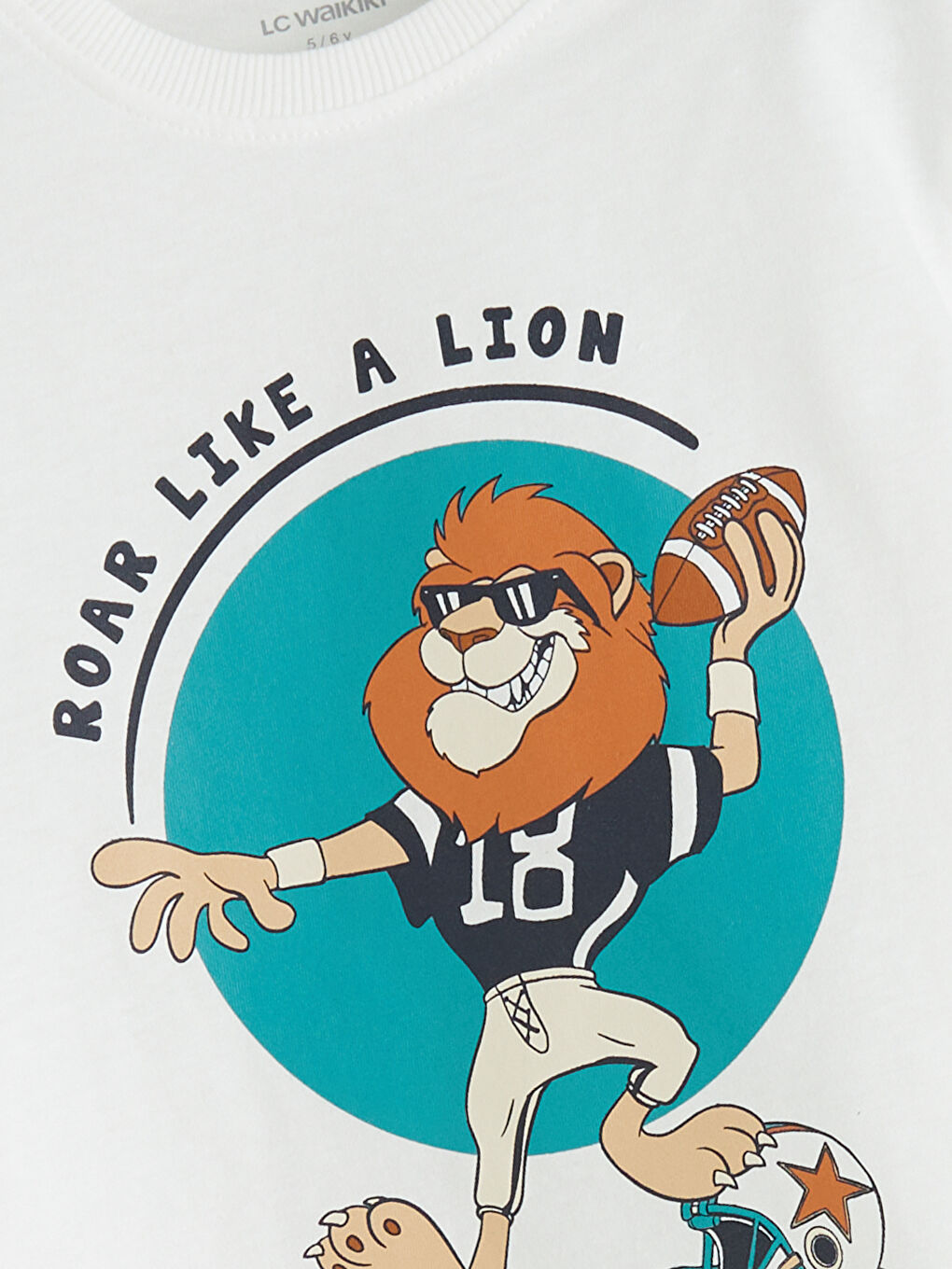 Ekru Bisiklet Yaka Baskılı Erkek Çocuk Tişört-1