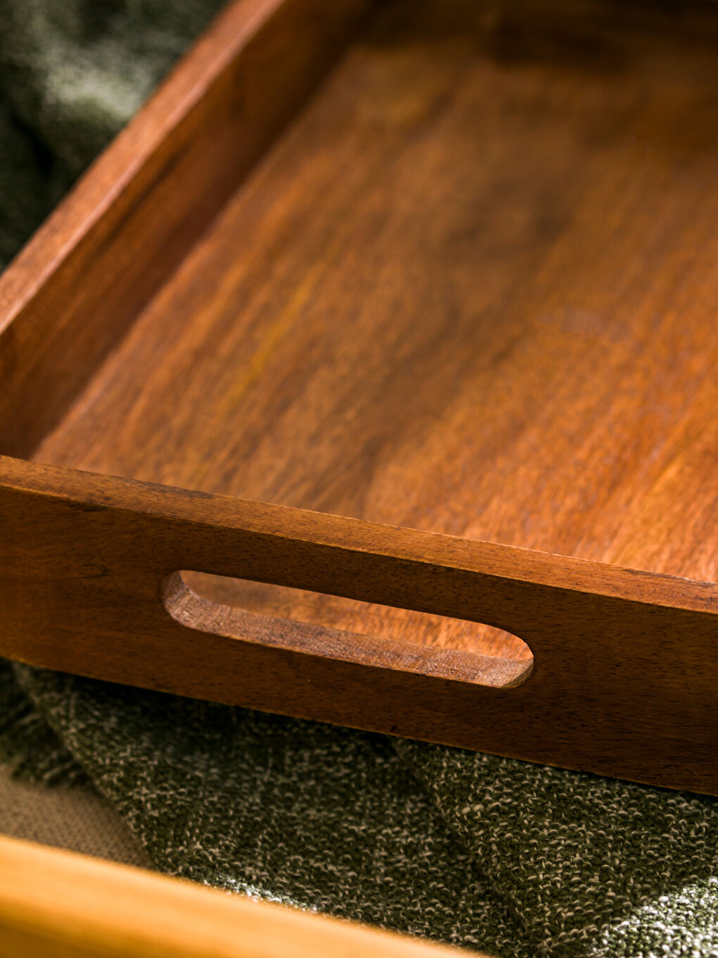 Kahverengi Dekoratif Ahşap Tepsi 35 cm-2