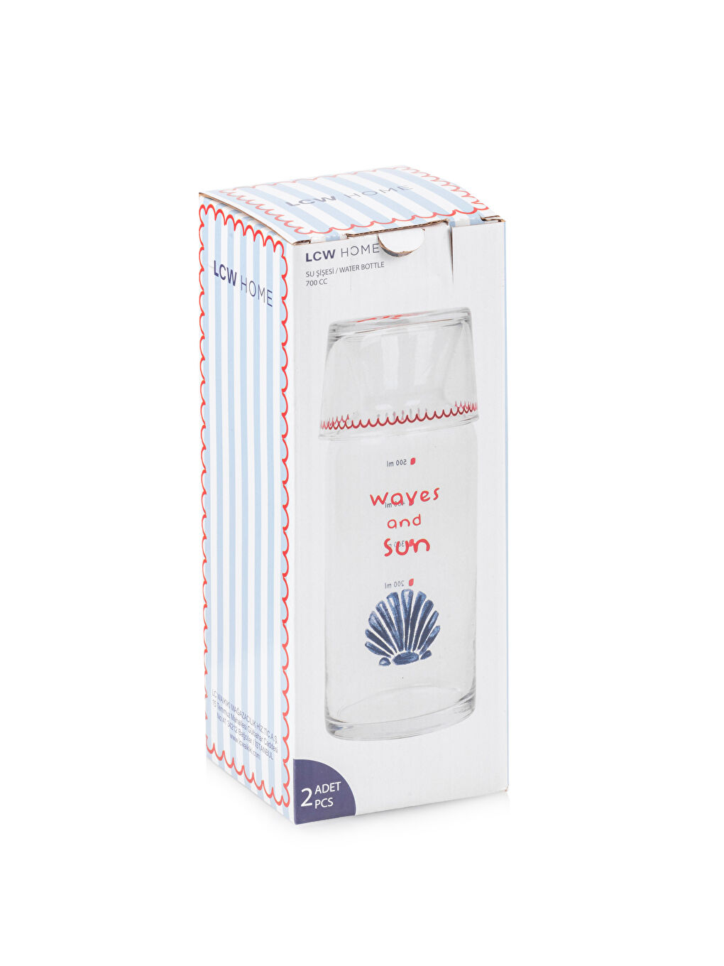 Теңіз қабыршағы бейнеленген шыны су құманы 700 мл-6