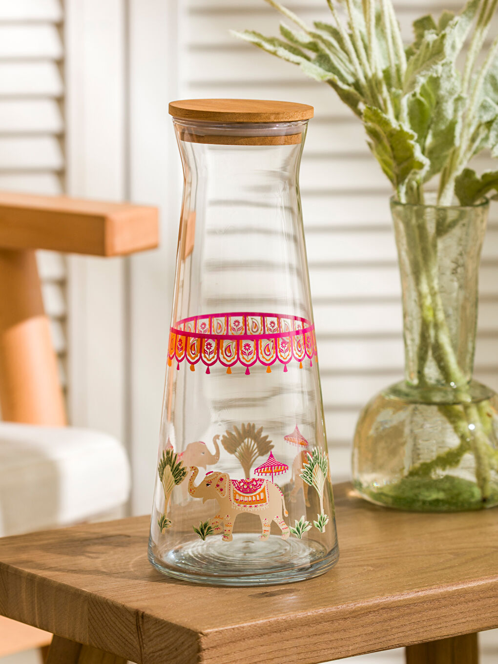 LCW HOME Karişik Ahşap Kapaklı Cam Sürahi 1100 ml - 1
