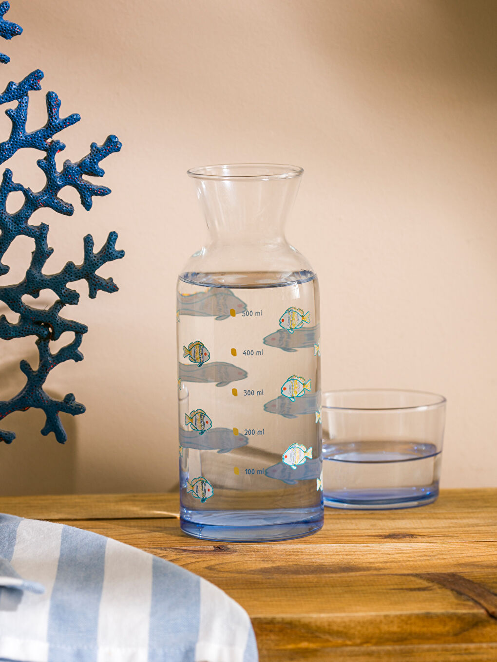 LCW HOME Karişik Balık Baskılı Cam Sürahi 600 ml - 1