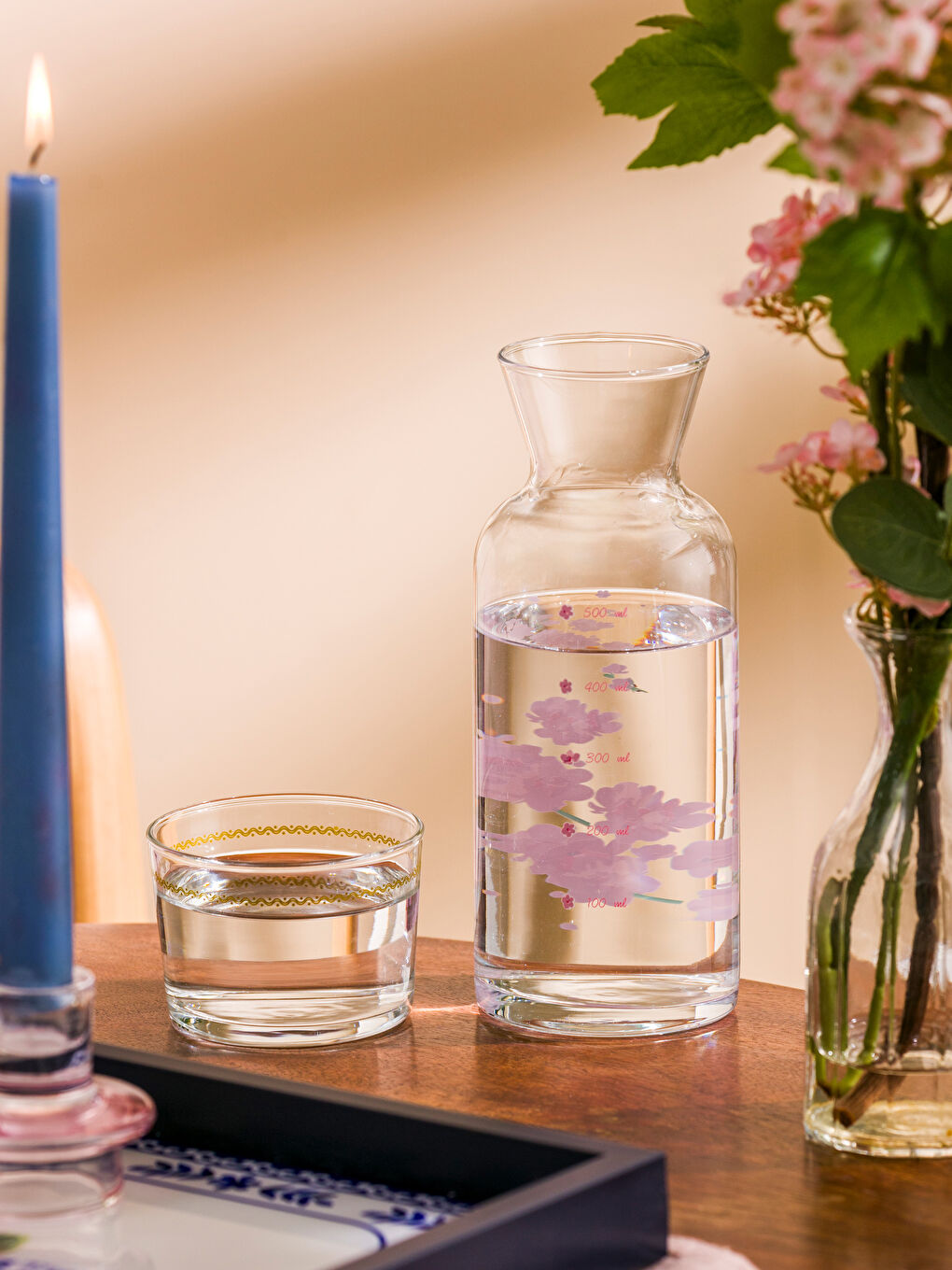 LCW HOME Karişik Çiçek Baskılı Cam Sürahi 700 ml - 1