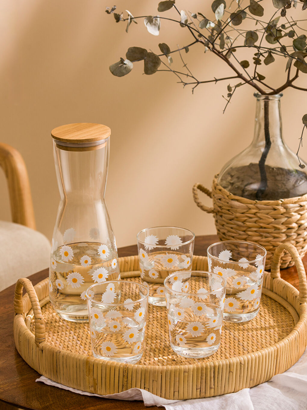 Floral Print Glass Pitcher Set 1000 ml -S5IC97Z8-J5E