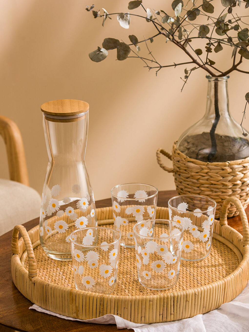 Floral Print Glass Pitcher Set 1000 ml -S5IC97Z8-J5E