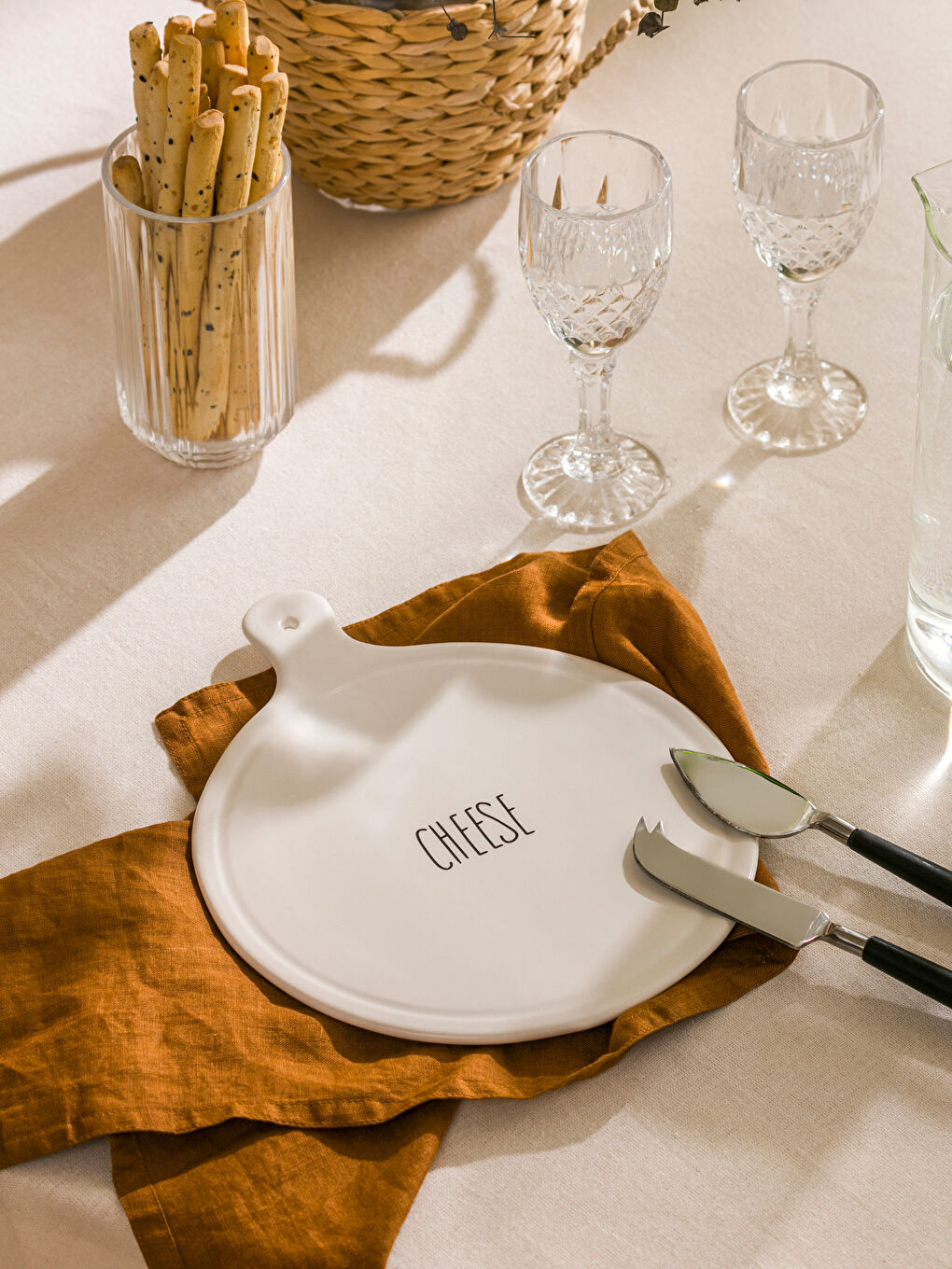 Ekru Baskılı Seramik Sunum Tabağı 21 cm