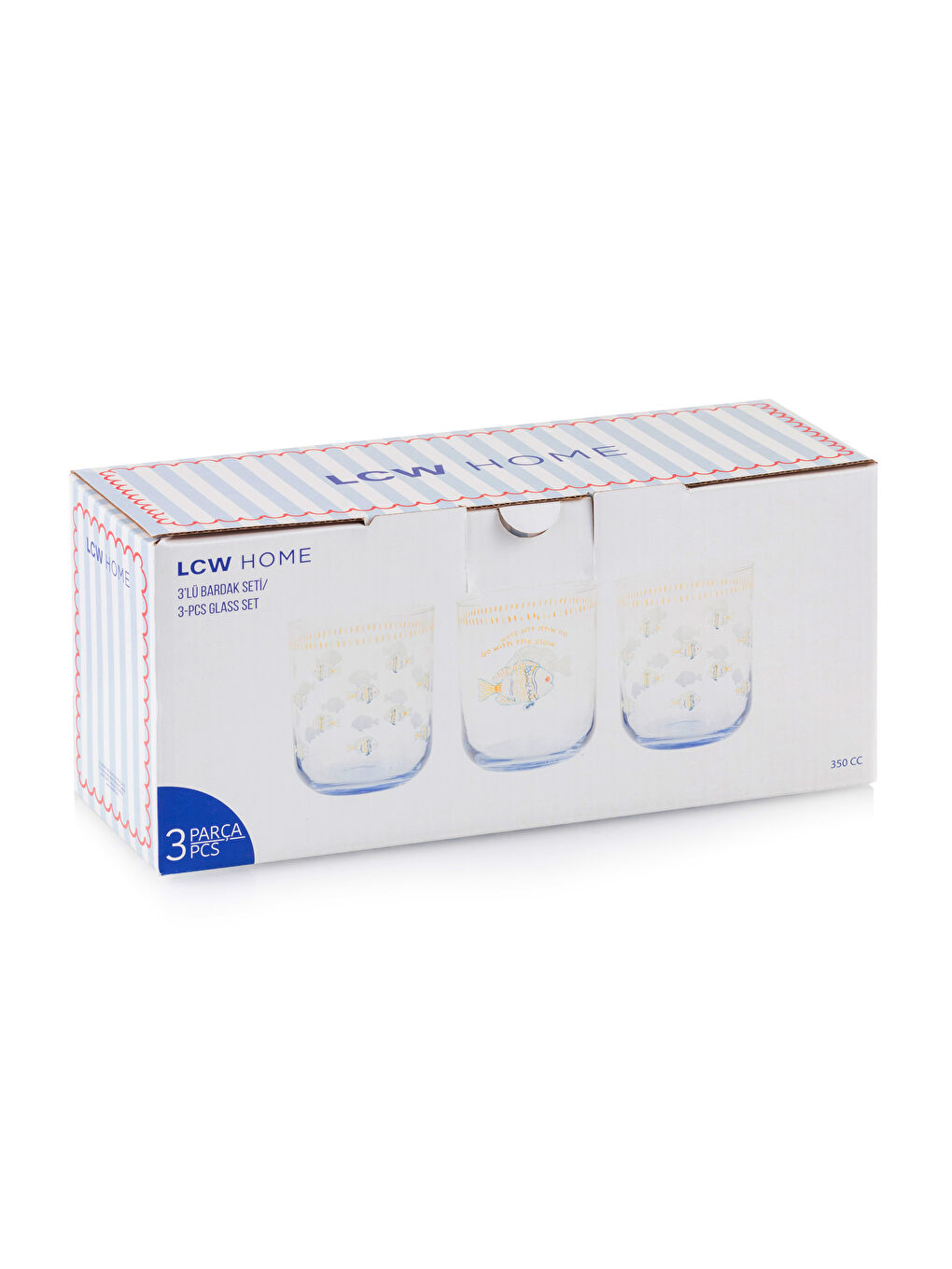 LCW HOME Karişik Baskılı Cam Bardak Seti 3'lü 350 ml - 3