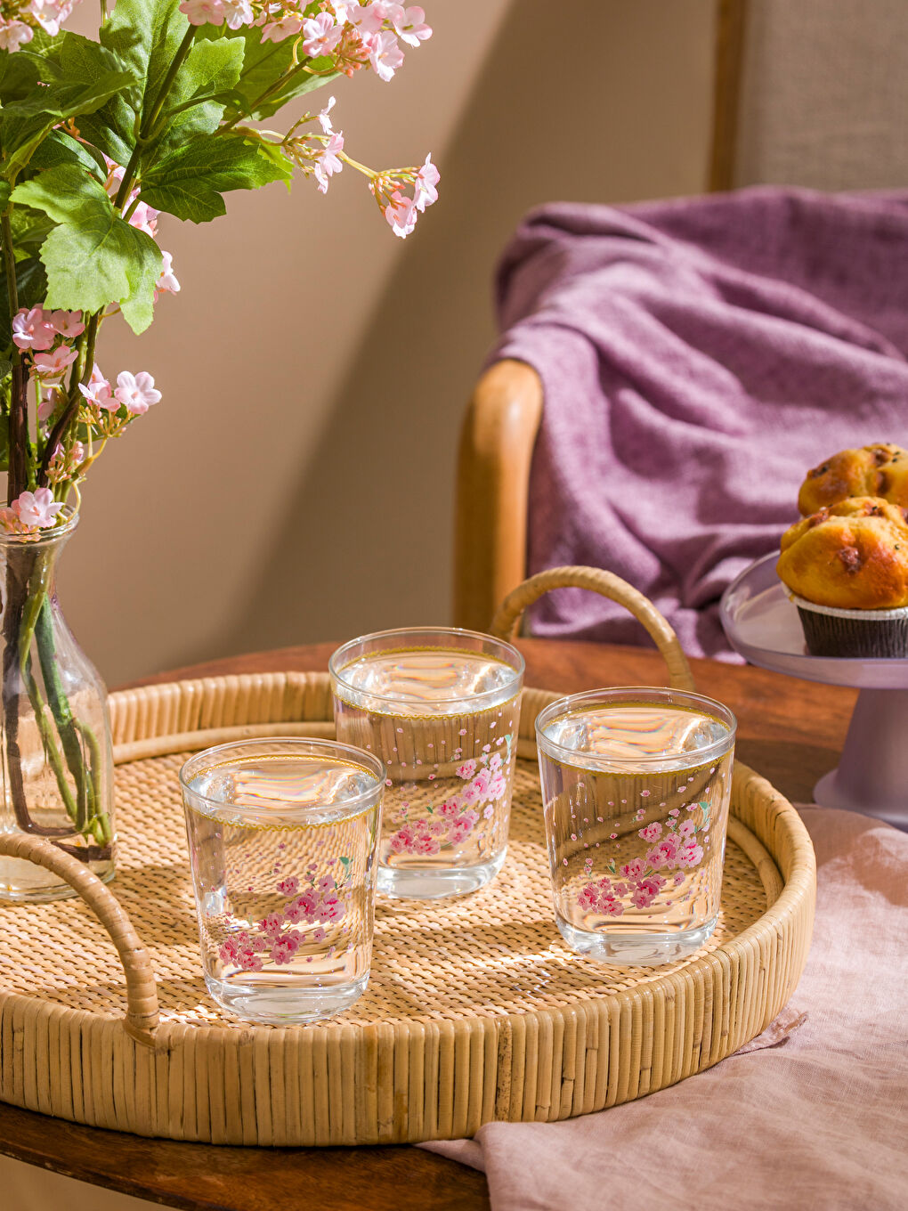 LCW HOME Karişik Çiçekli Cam 3'lü Bardak Seti 315 ml