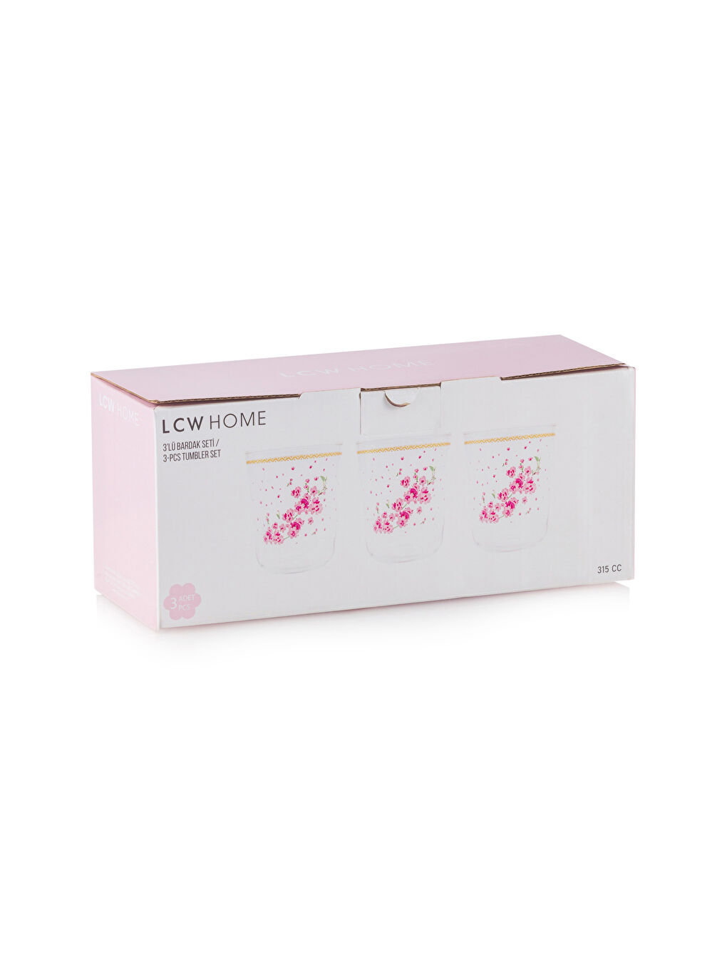 LCW HOME Karişik Çiçekli Cam 3'lü Bardak Seti 315 ml - 3