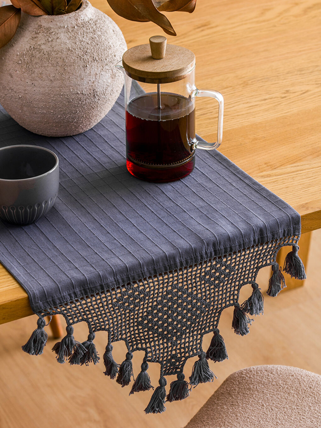 Embroidered Tassel Detailed Runner 45x120 cm -S5IH70Z8-YCL