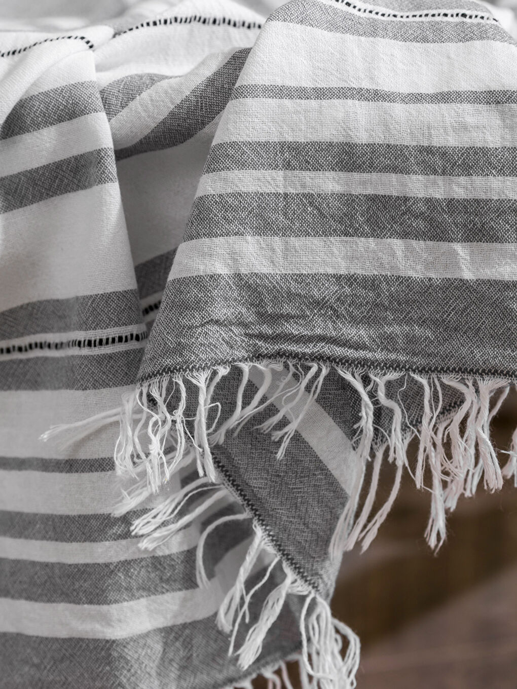 Serviette Peshtemal Rayée à Franges 90x165 cm-1