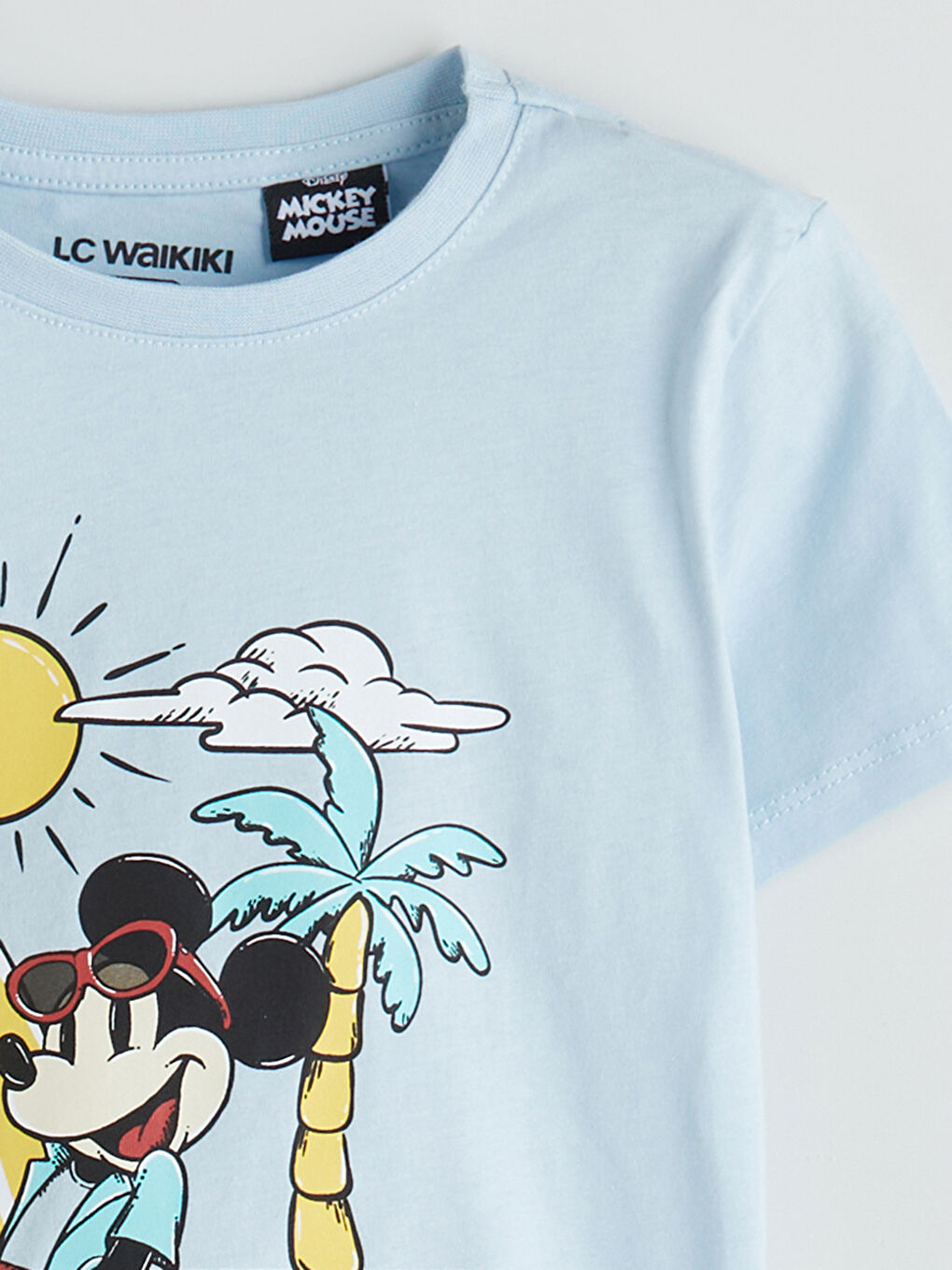 Mavi Mickey Mouse Baskılı Erkek Çocuk Pijama Üst-3