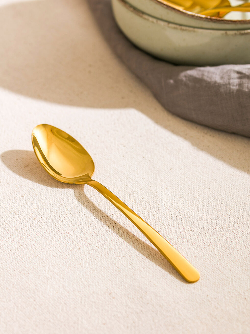 Sarı 6 Parça Metal Tatlı Kaşığı-1