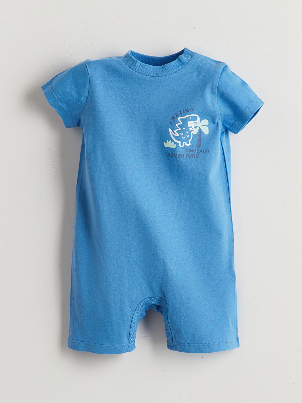 Mavi Baskılı Erkek Bebek Penye Tulum