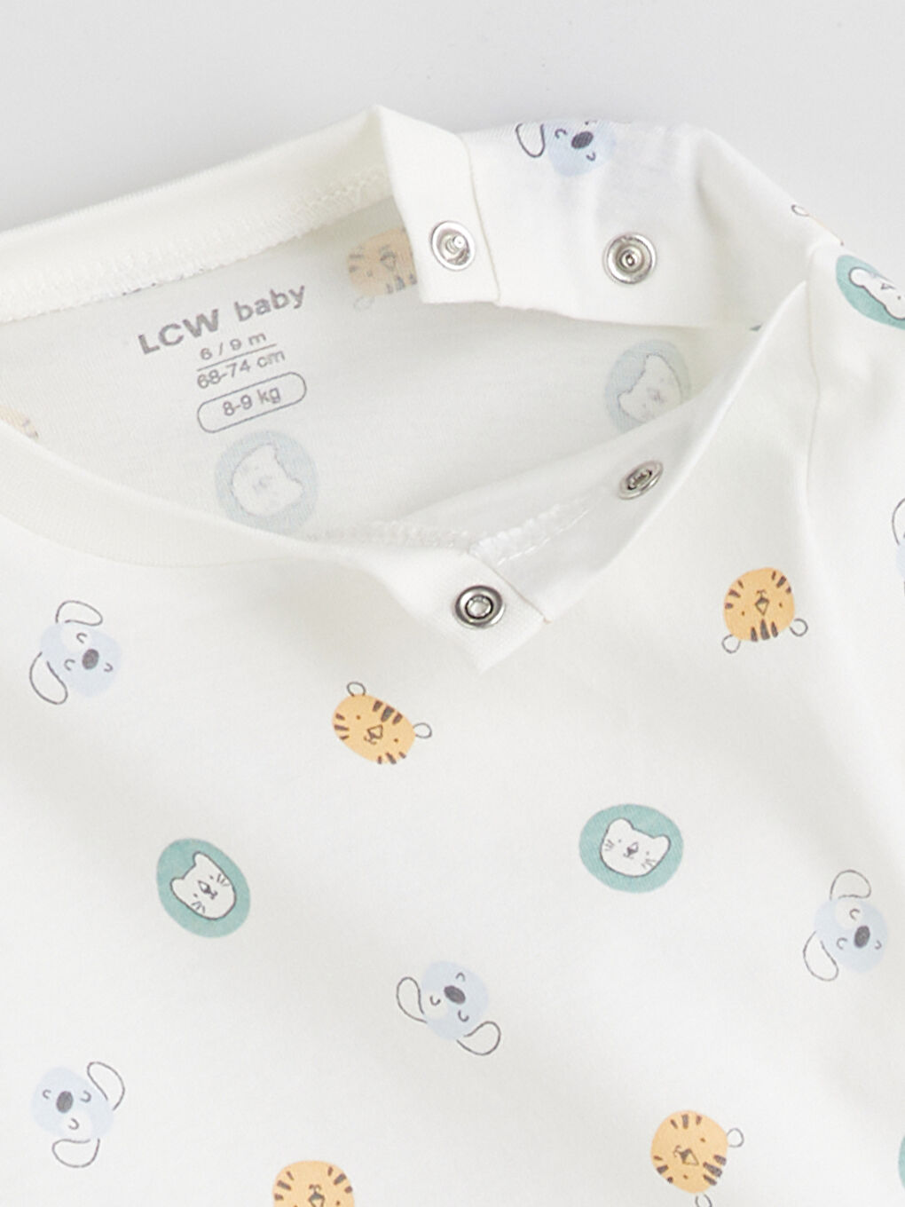 Ekru Bisiklet Yaka Baskılı Erkek Bebek Tişört-1