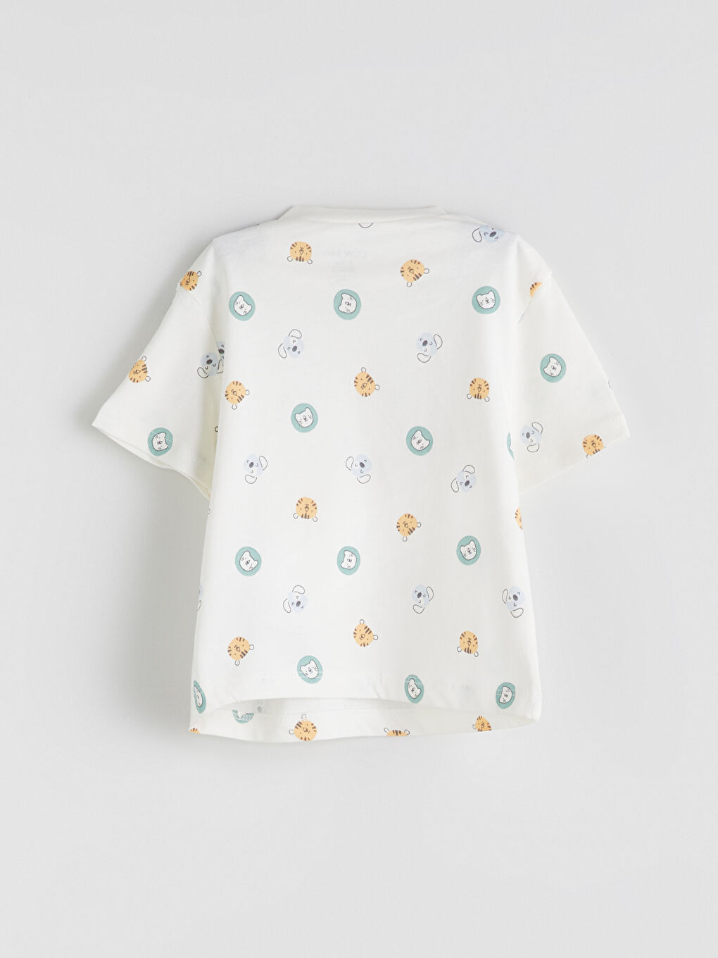 Ekru Bisiklet Yaka Baskılı Erkek Bebek Tişört-2