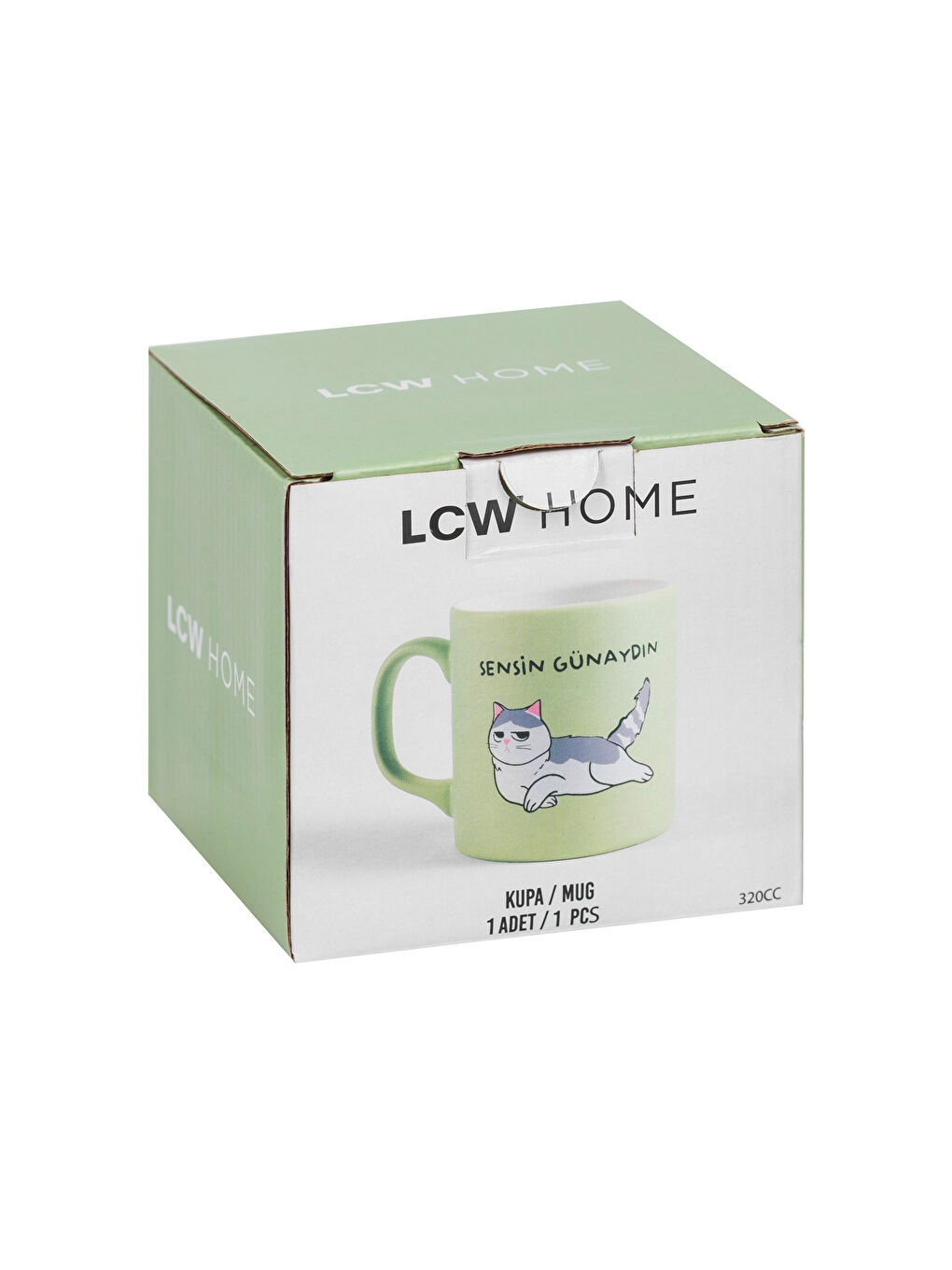 LCW HOME Yeşil Kedi Baskılı Seramik Kupa 320 ml - 3