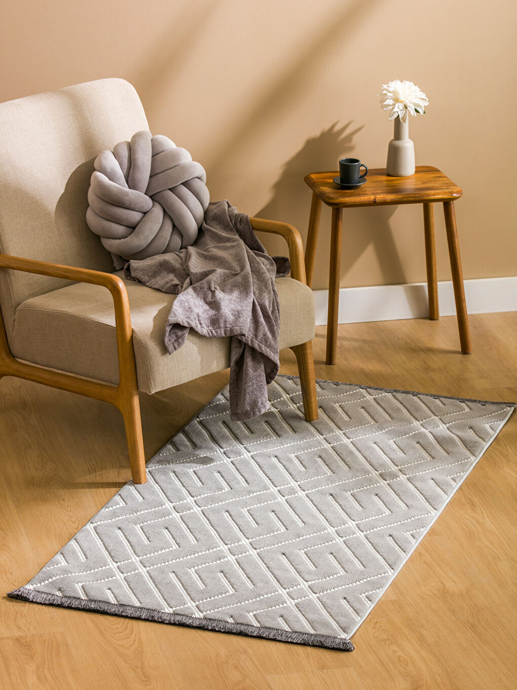 LCW HOME Gri Nakışlı Halı 80x150 cm