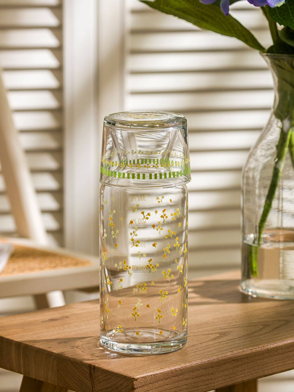 LCW HOME Sari Çiçekli Cam Su Şişesi 700 ml - 2